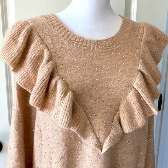 LC Lauren Conrad large sweater ruffles sparkles - Picture 7 of 10